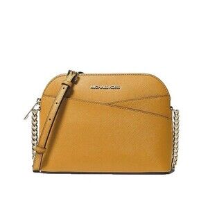 New Michael Kors Jet Set Travel Medium Dome Crossbody Leather Golden Rod